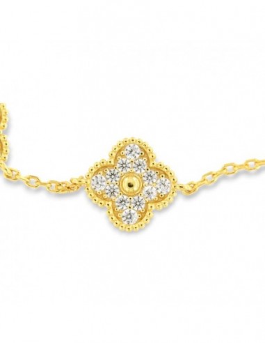 Bracciale Argento Dorato Quadrifoglio Zirconi Bianchi [3e6c4fdb]