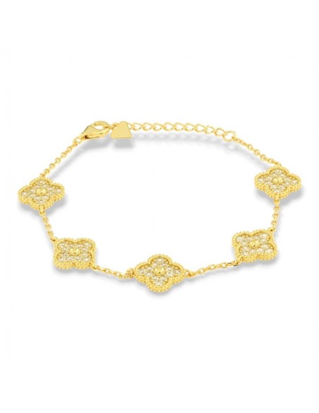 Bracciale Argento Dorato Quadrifoglio Zirconi Bianchi [3b3c08c5]