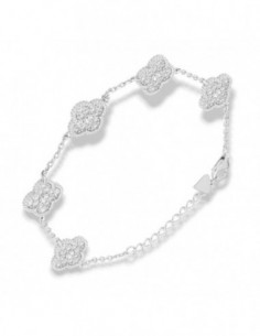 Bracciale Argento Rodiato Quadrifoglio Zirconi Bianchi [e405c7c1]