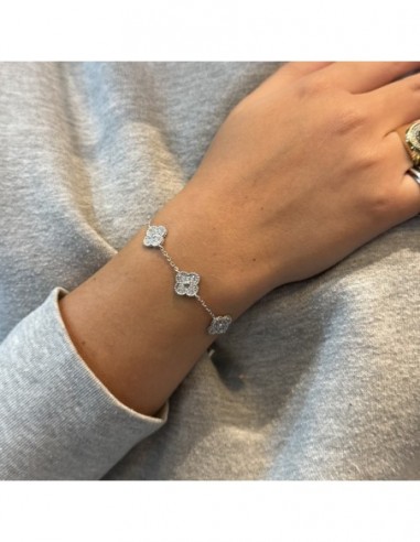 Bracciale Argento Rodiato Quadrifoglio Zirconi Bianchi [9fb29299]