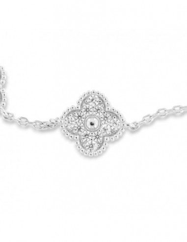 Bracciale Argento Rodiato Quadrifoglio Zirconi Bianchi [28af539d]