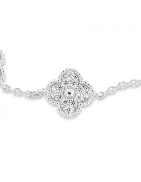 Bracciale Argento Rodiato Quadrifoglio Zirconi Bianchi [28af539d]