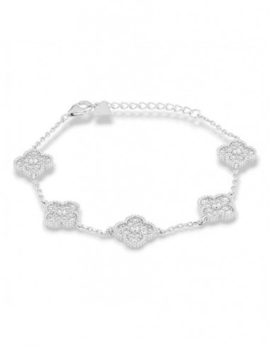 Bracciale Argento Rodiato Quadrifoglio Zirconi Bianchi [2dff1483]