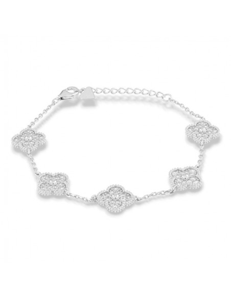 Bracciale Argento Rodiato Quadrifoglio Zirconi Bianchi [2dff1483]