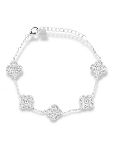 Bracciale Argento Rodiato Quadrifoglio Zirconi Bianchi [9ae2d587]