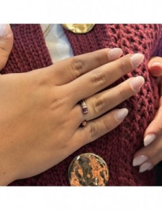 Anello Argento Rosato Matita Zirconi Neri Viola [8daa39f8] 2