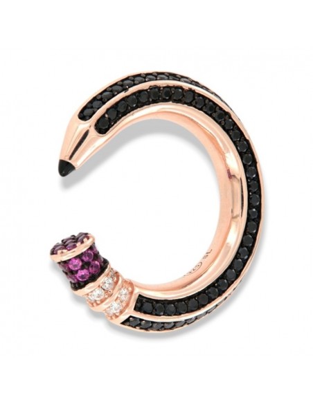 Anello Argento Rosato Matita Zirconi Neri Viola [958de8f1]