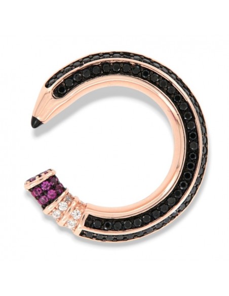 Anello Argento Rosato Matita Zirconi Neri Viola [229029f5]