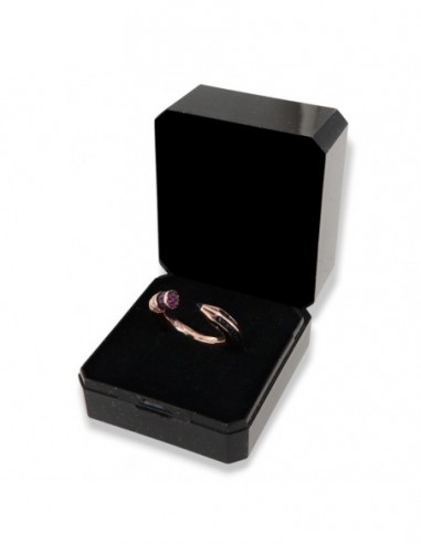 Anello Argento Rosato Matita Zirconi Neri Viola [4cababfc]