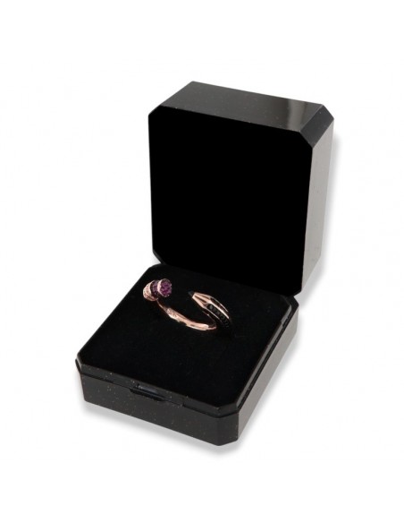 Anello Argento Rosato Matita Zirconi Neri Viola [4cababfc]