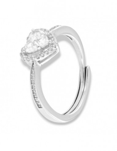 Anello Argento Rodiato Cuore Zirconi Bianchi [cb1b218d]