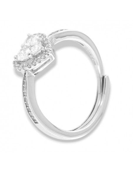 Anello Argento Rodiato Cuore Zirconi Bianchi [519a3ecc]