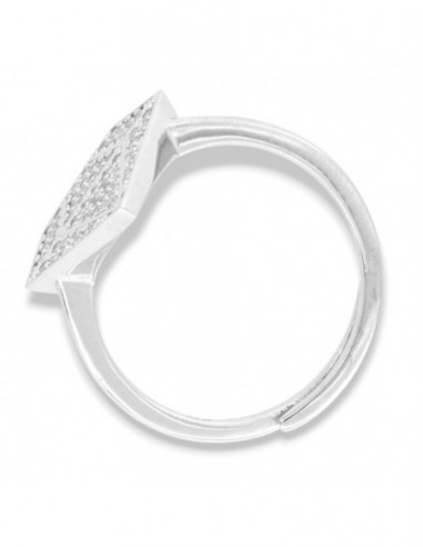 Anello Argento Rodiato Sagoma Diamante Zirconi Bianchi [c25158c1]