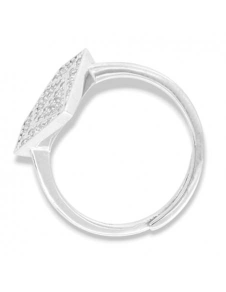 Anello Argento Rodiato Sagoma Diamante Zirconi Bianchi [c25158c1]