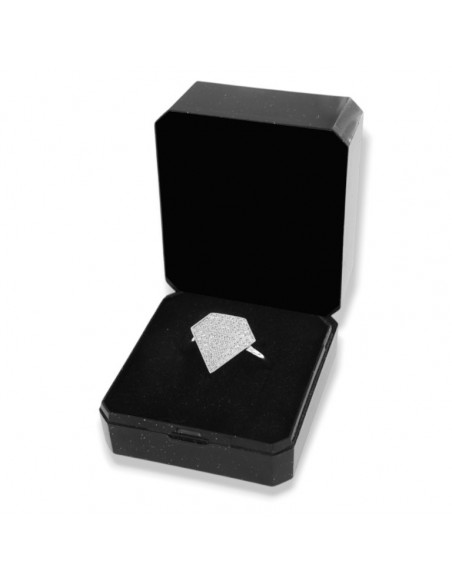 Anello Argento Rodiato Sagoma Diamante Zirconi Bianchi [ac6adac8]