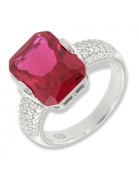 Anello Argento Rodiato Zircone Rosso 14x10MM [54994663]