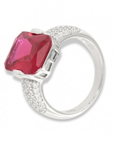 Anello Argento Rodiato Zircone Rosso 14x10MM [51c9017d]