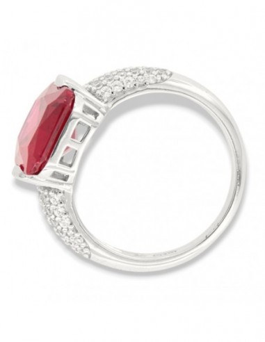 Anello Argento Rodiato Zircone Rosso 14x10MM [e6d4c079]
