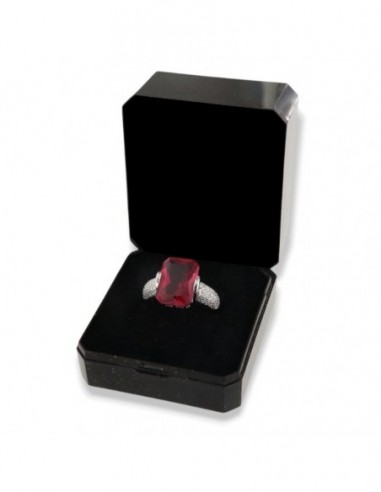 Anello Argento Rodiato Zircone Rosso 14x10MM [88ef4270]