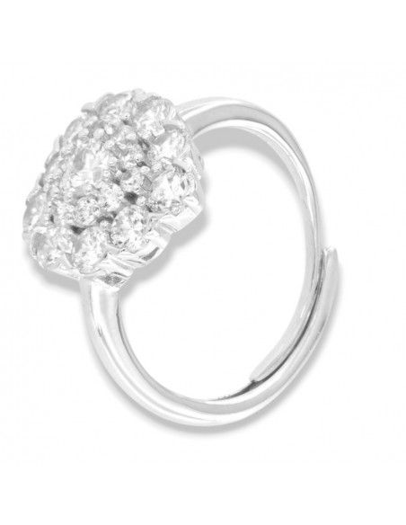 Anello Argento Rodiato Cuore Zirconi Bianchi [23c9141a]