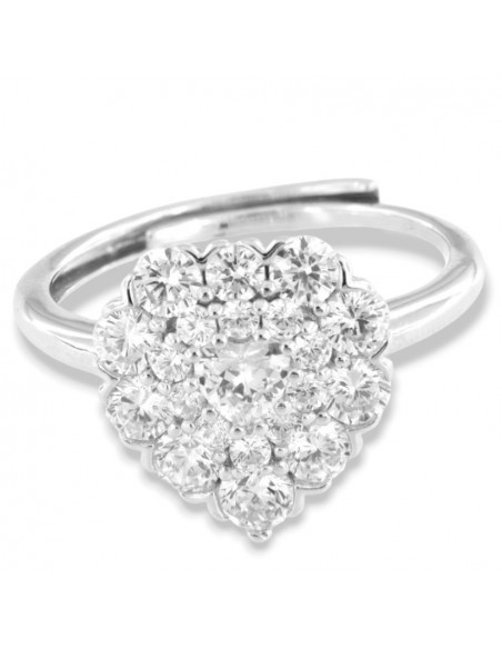 Anello Argento Rodiato Cuore Zirconi Bianchi [4df29613]