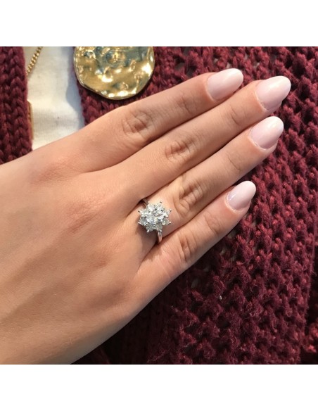 Anello Argento Rodiato Principessa Bianca 7x5MM [9fdd2303]