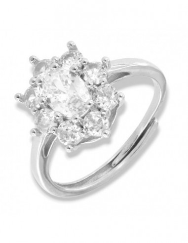 Anello Argento Rodiato Principessa Bianca 7x5MM [28c0e207]