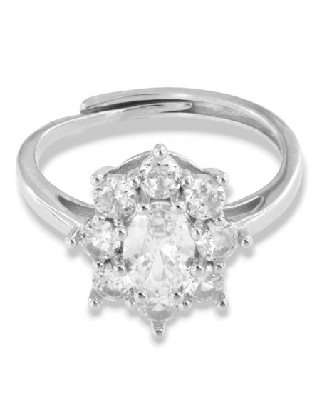 Anello Argento Rodiato Principessa Bianca 7x5MM [9a8d641d]