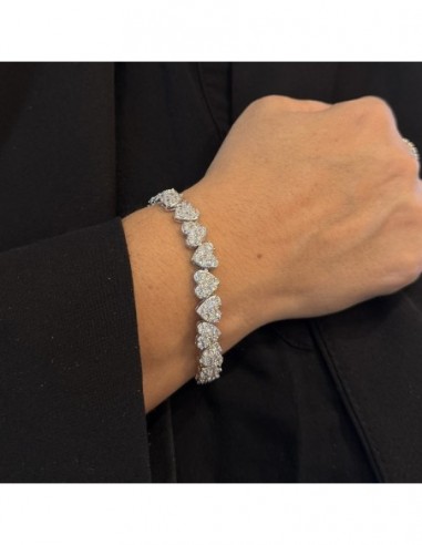 Bracciale Argento Rodiato Cuori Pavettati [d1329ffe]