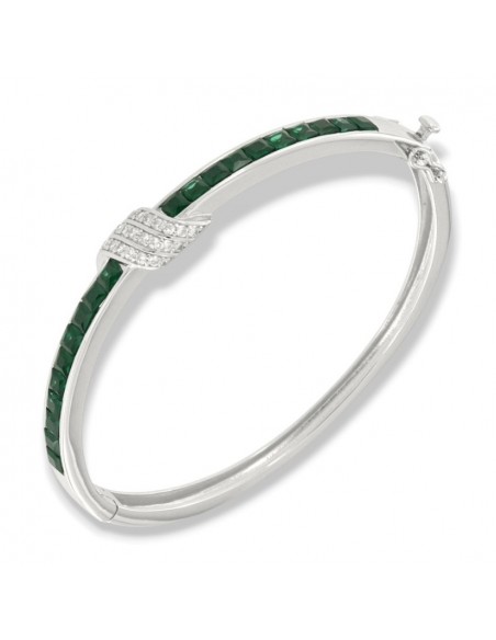 Bracciale Argento Rodiato Schiava Zirconi Verdi [6c82c444]