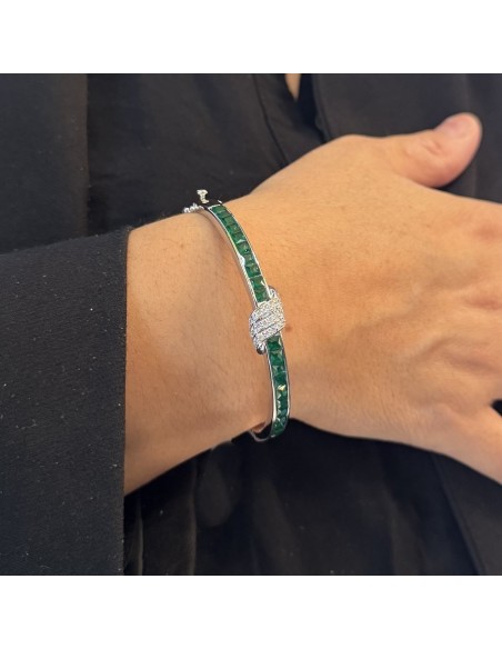 Bracciale Argento Rodiato Schiava Zirconi Verdi [abace806]