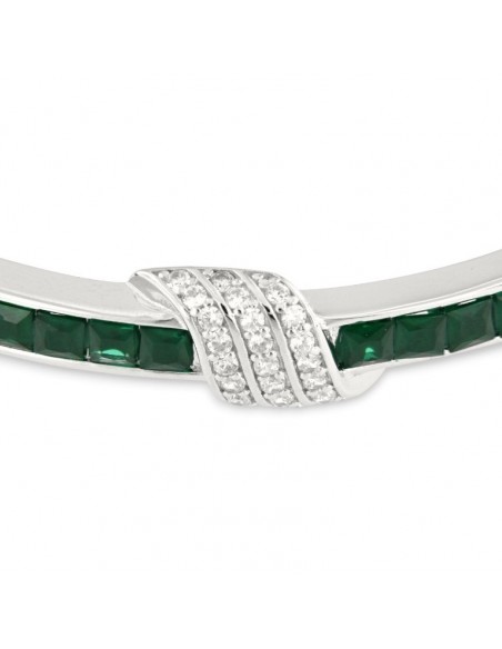 Bracciale Argento Rodiato Schiava Zirconi Verdi [1cb12902]