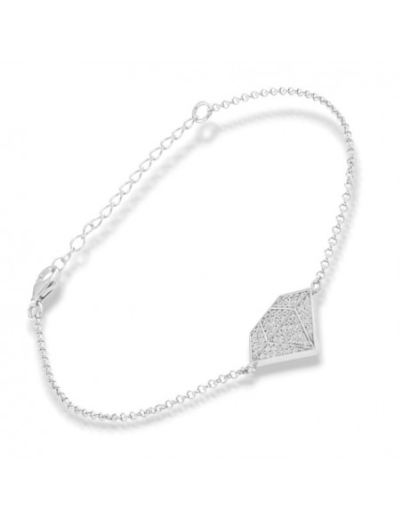 Bracciale Argento Rodiato Sagoma Diamante Pavettato [b5a48749]