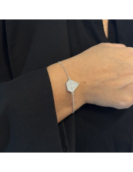 Bracciale Argento Rodiato Sagoma Diamante Pavettato [22598104]
