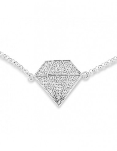 Bracciale Argento Rodiato Sagoma Diamante Pavettato [95444000]
