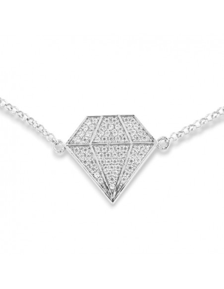 Bracciale Argento Rodiato Sagoma Diamante Pavettato [95444000]