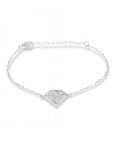 Bracciale Argento Rodiato Sagoma Diamante Pavettato [9014071e]