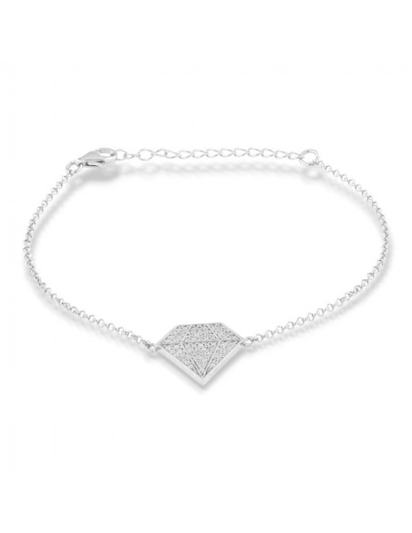 Bracciale Argento Rodiato Sagoma Diamante Pavettato [9014071e]