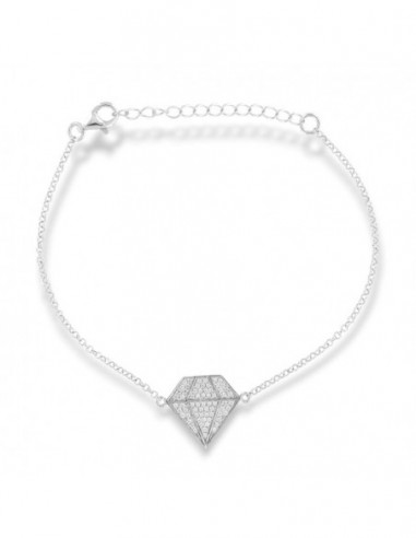 Bracciale Argento Rodiato Sagoma Diamante Pavettato [2709c61a]