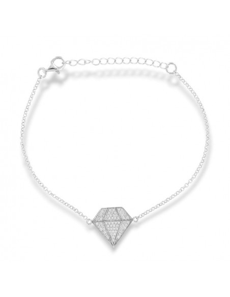 Bracciale Argento Rodiato Sagoma Diamante Pavettato [2709c61a]
