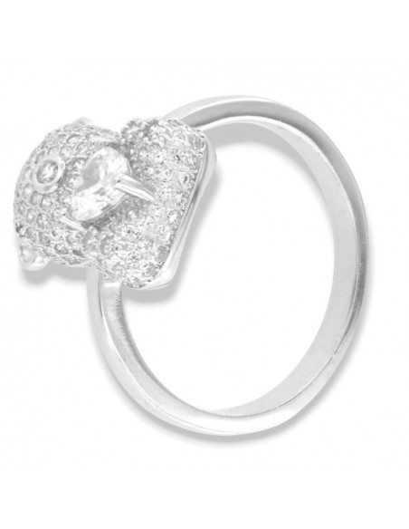 Anello Argento Rodiato Orsetto Zirconi Bianchi [c3a62382]