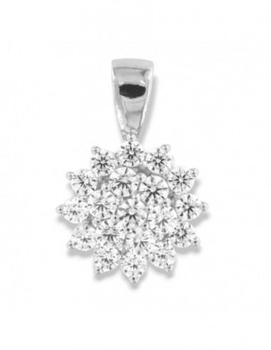 Ciondolo Argento Rodiato Fiore Zirconi Bianchi [d7ad547c]