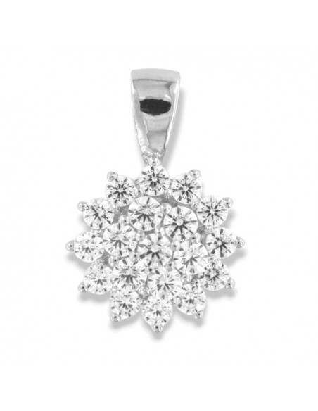 Ciondolo Argento Rodiato Fiore Zirconi Bianchi [d7ad547c]
