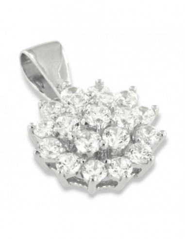 Ciondolo Argento Rodiato Fiore Zirconi Bianchi [e56435b2]