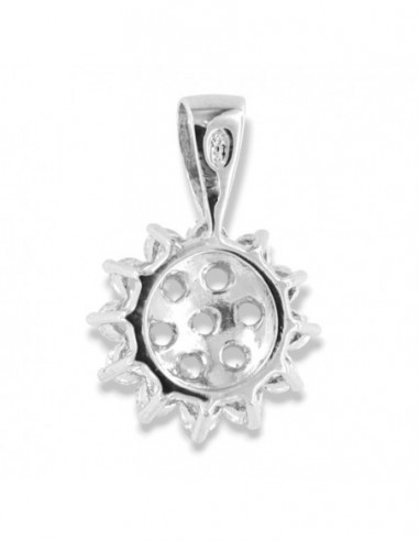 Ciondolo Argento Rodiato Fiore Zirconi Bianchi [e03472ac]