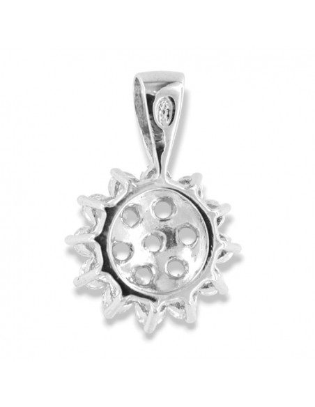 Ciondolo Argento Rodiato Fiore Zirconi Bianchi [e03472ac]