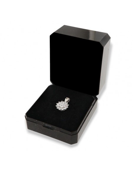 Ciondolo Argento Rodiato Fiore Zirconi Bianchi [5729b3a8]