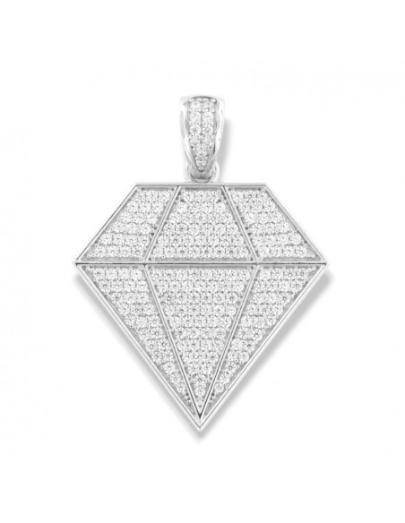 Ciondolo Argento Rodiato Sagoma Diamante Pavettato [b996d675]