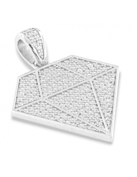 Ciondolo Argento Rodiato Sagoma Diamante Pavettato [eb3d84b1]