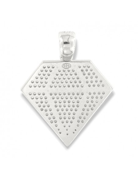 Ciondolo Argento Rodiato Sagoma Diamante Pavettato [ee6dc3af]